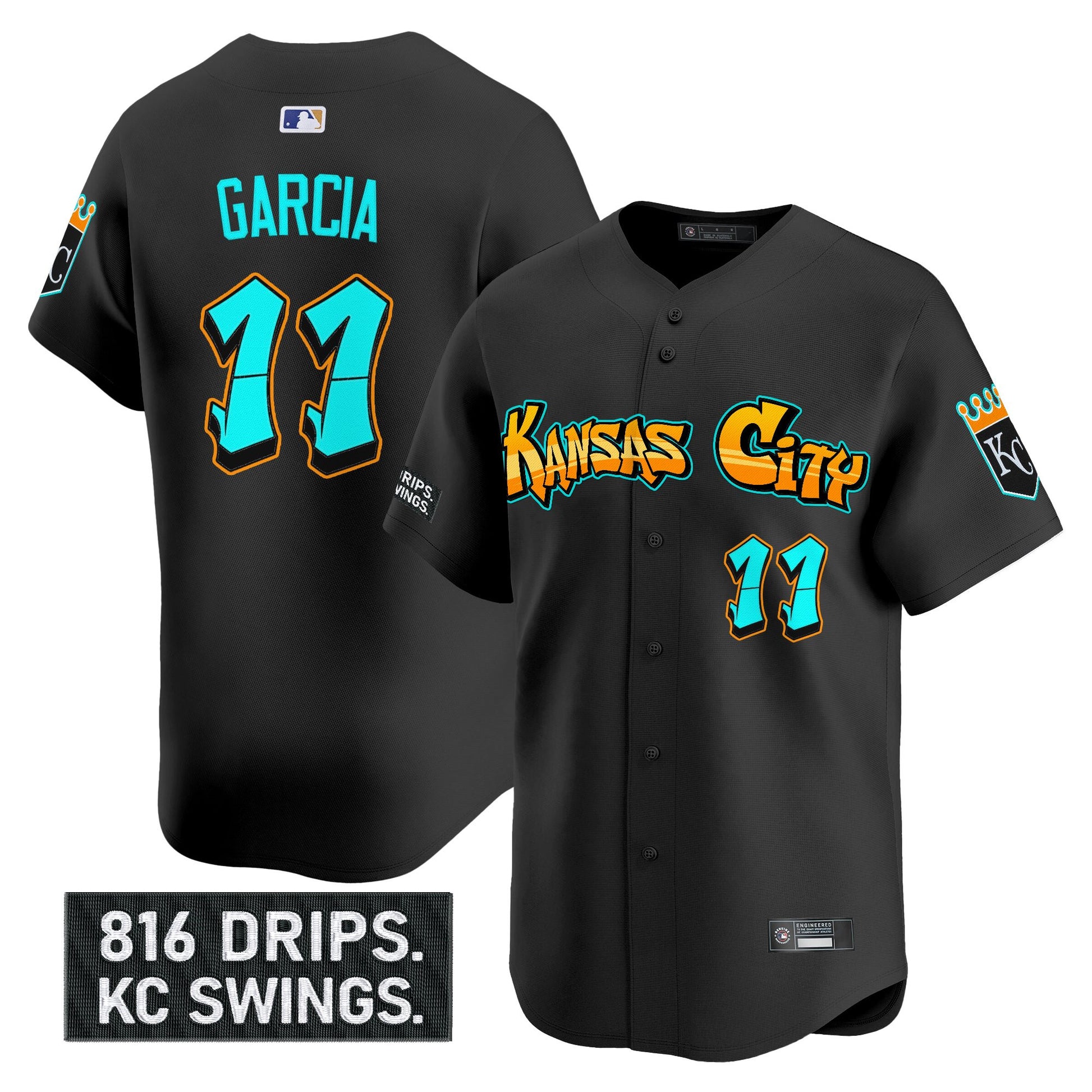 Men's Kansas City Royals 'Graffiti Crown Drop Edition' Vapor Premier Limited Jersey - All Stitched
