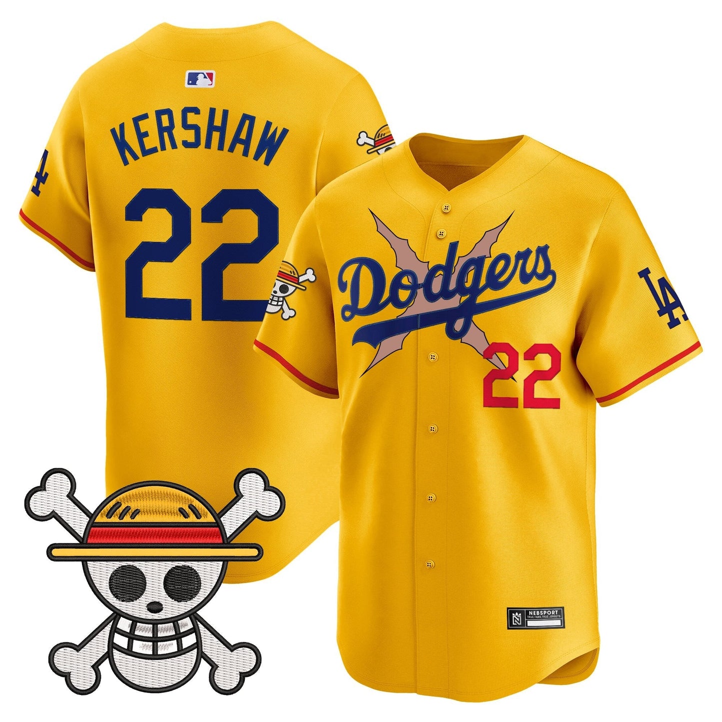 Men's Los Angeles Dodgers x One Piece 2025 Vapor Premier Limited Jersey - Stitched