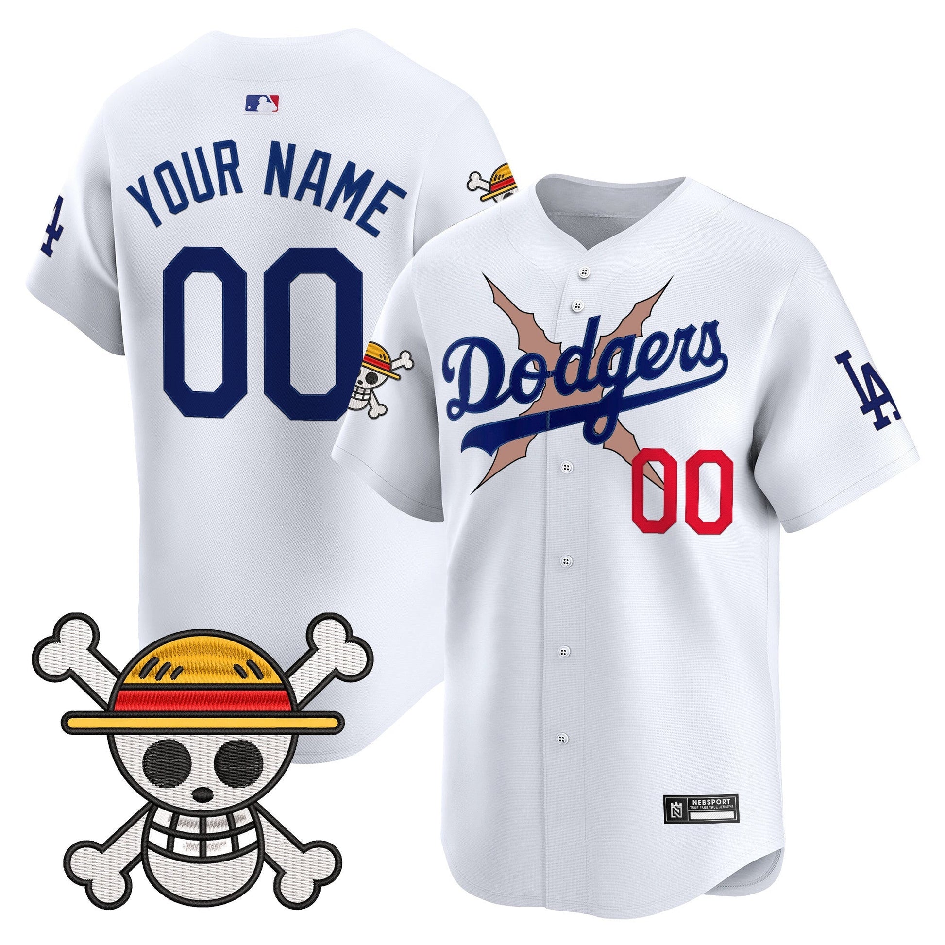 Los Angeles Dodgers x One Piece 2025 Vapor Premier Limited Custom Jersey - Stitched