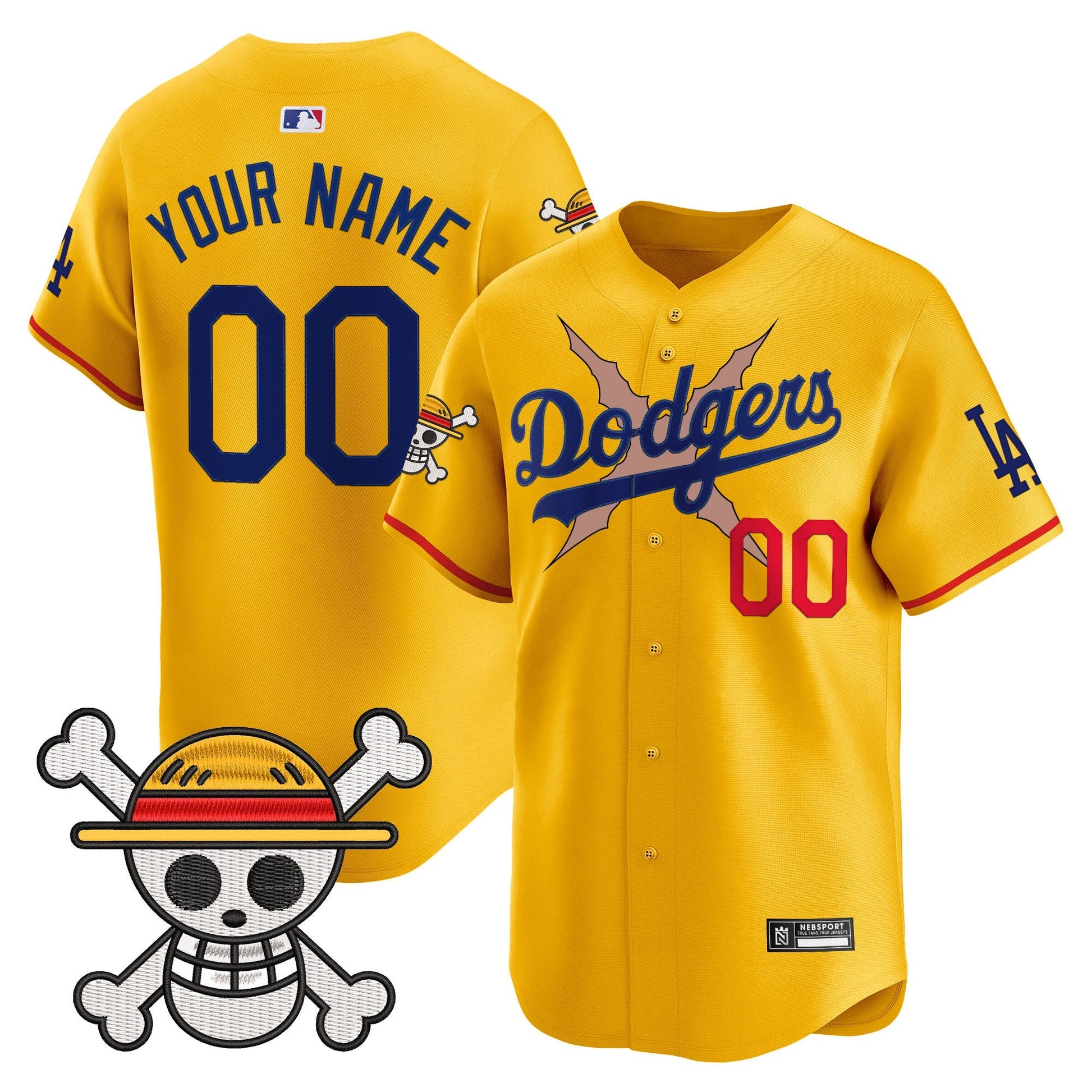Los Angeles Dodgers x One Piece 2025 Vapor Premier Limited Custom Jersey - Stitched