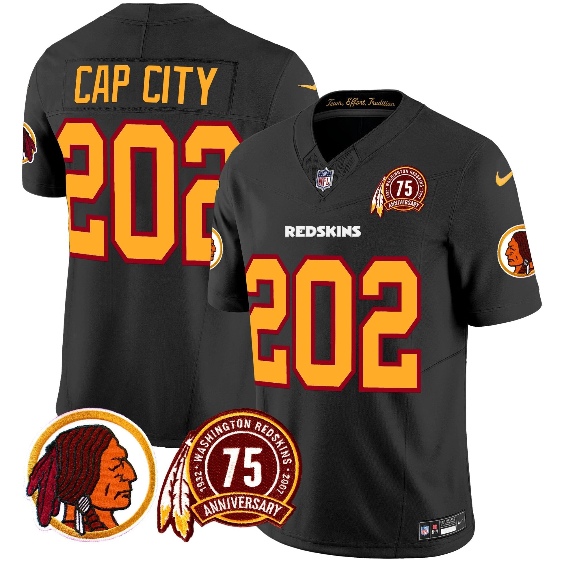 Men's Washington Redskins 75th Patch Throwback Vapor Limited Jersey - All Stitched