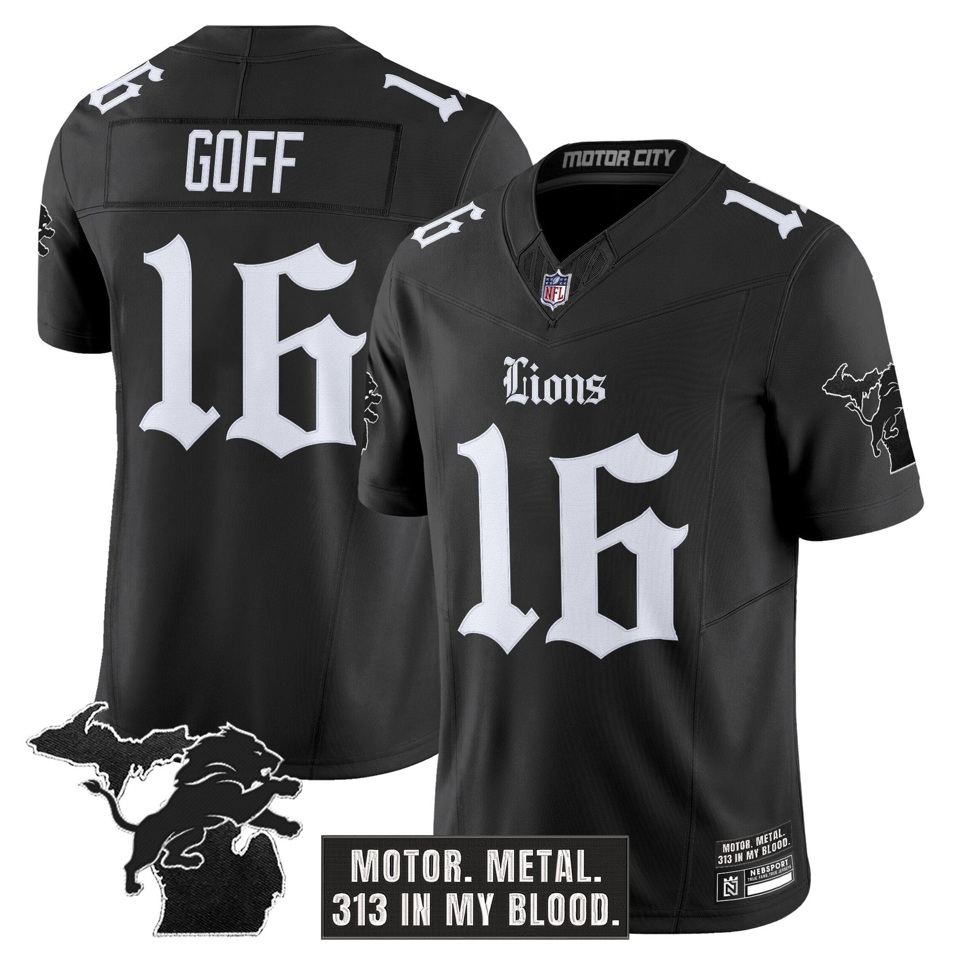 Men's Detroit Lions 'Gothic Motor Grit Edition' Vapor Limited Jersey - All Stitched