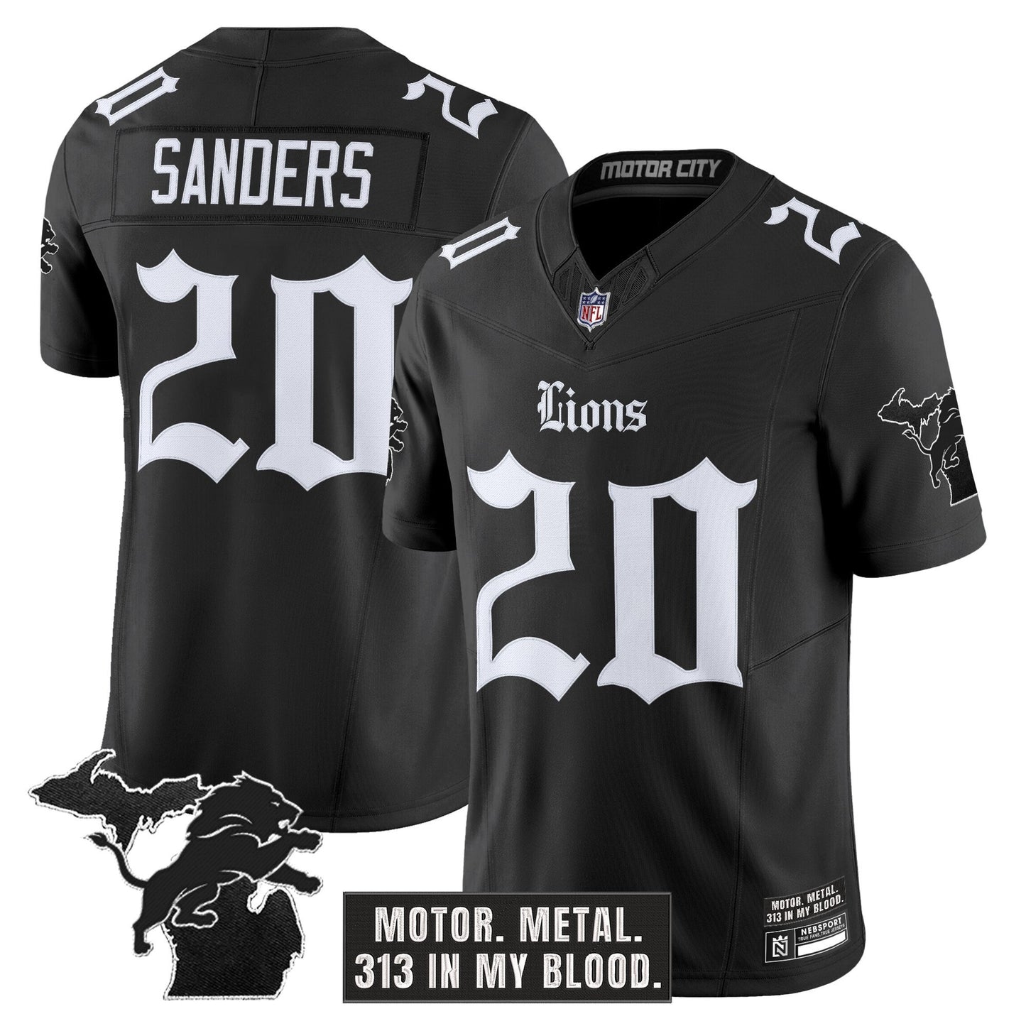 Men's Detroit Lions 'Gothic Motor Grit Edition' Vapor Limited Jersey - All Stitched