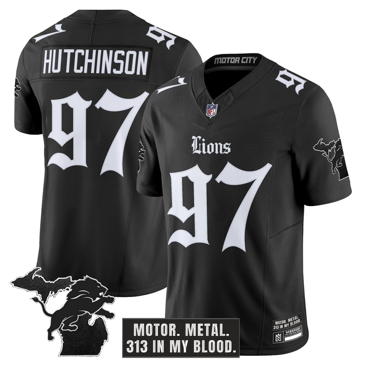 Men's Detroit Lions 'Gothic Motor Grit Edition' Vapor Limited Jersey - All Stitched