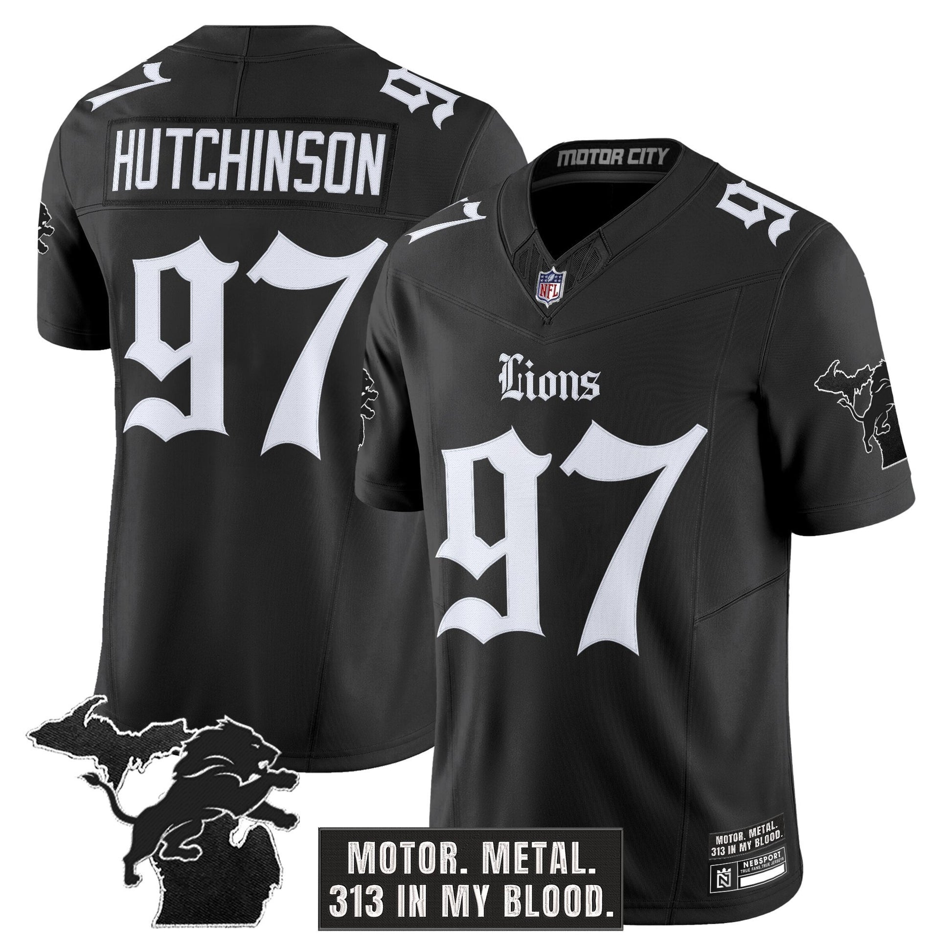 Men's Detroit Lions 'Gothic Motor Grit Edition' Vapor Limited Jersey - All Stitched