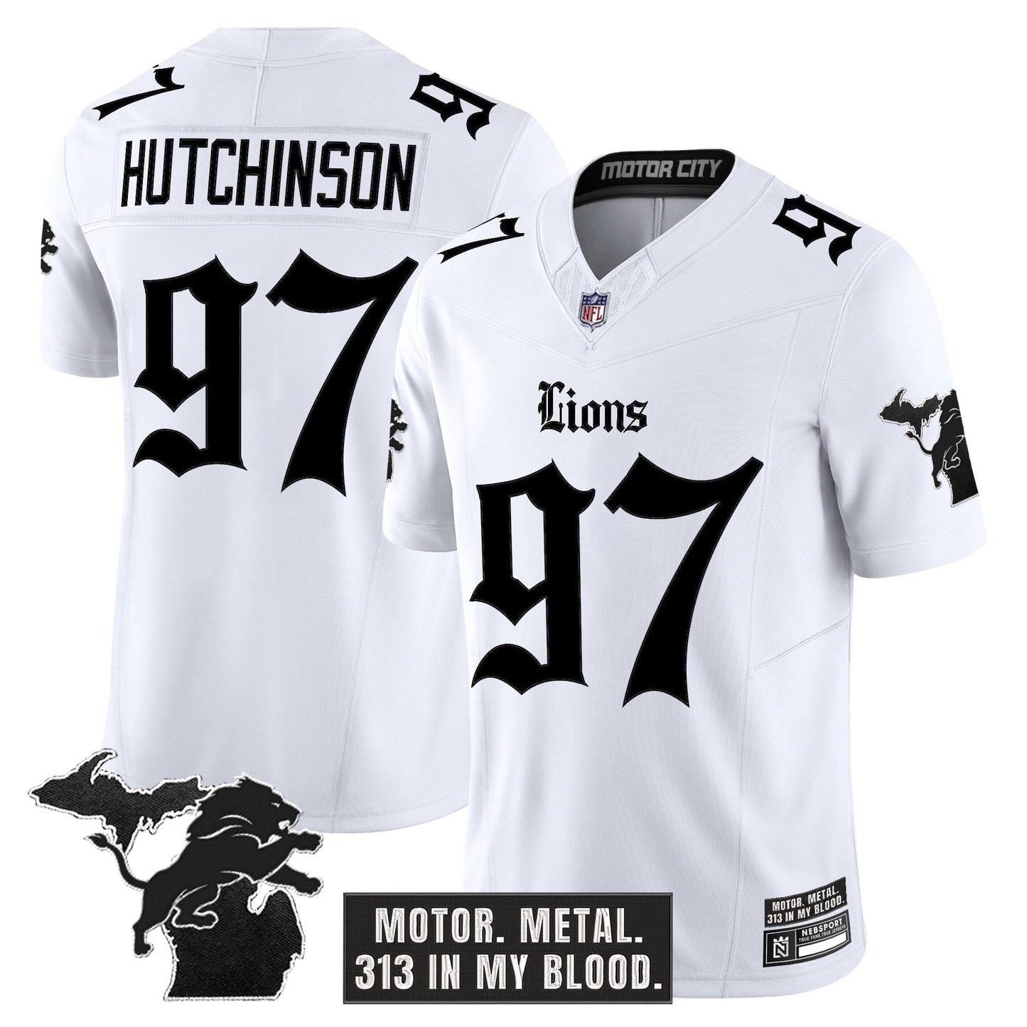 Men's Detroit Lions 'Gothic Motor Grit Edition' Vapor Limited Jersey - All Stitched