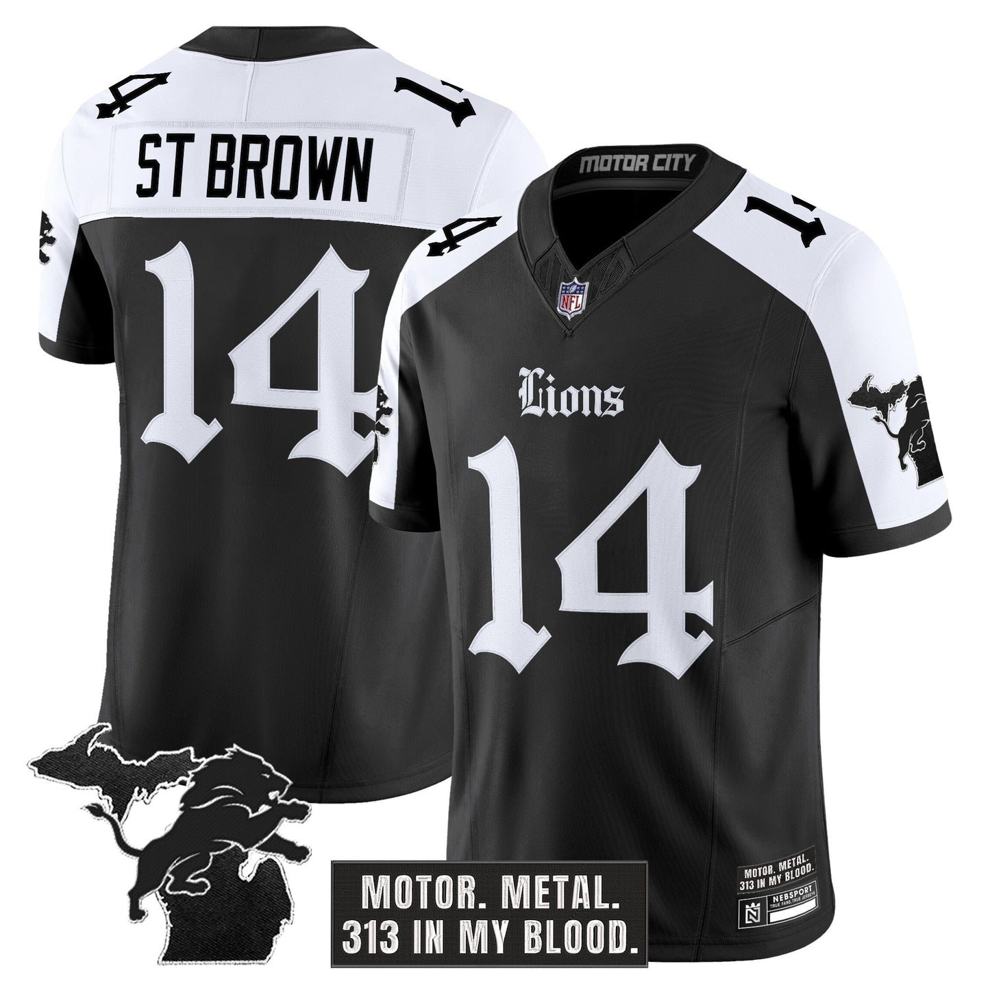 Men's Detroit Lions 'Gothic Motor Grit Edition' Vapor Limited Jersey - All Stitched