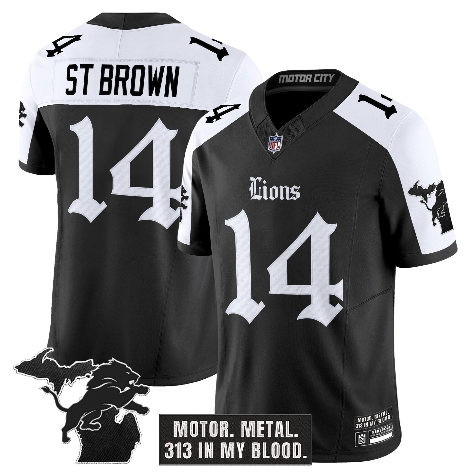 Men's Detroit Lions 'Gothic Motor Grit Edition' Vapor Limited Jersey - All Stitched