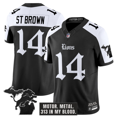Men's Detroit Lions 'Gothic Motor Grit Edition' Vapor Limited Jersey - All Stitched