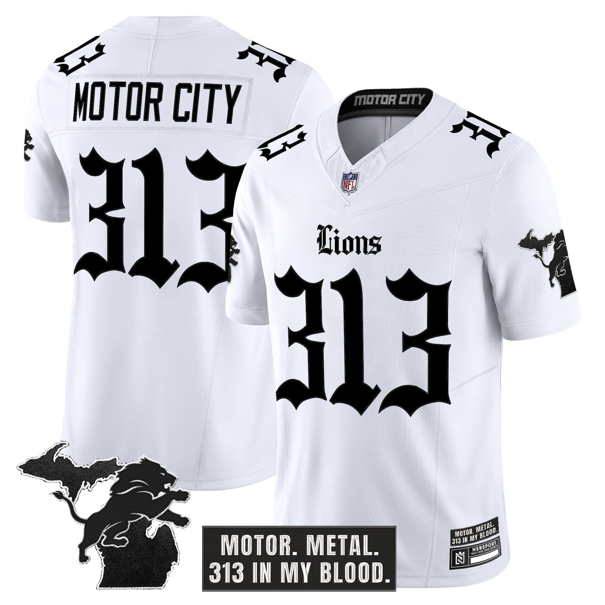 Men's Detroit Lions 'Gothic Motor Grit Edition' Vapor Limited Jersey - All Stitched