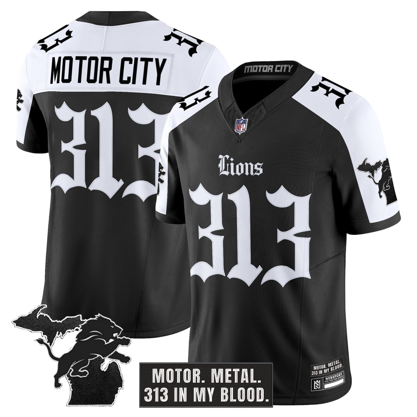 Men's Detroit Lions 'Gothic Motor Grit Edition' Vapor Limited Jersey - All Stitched