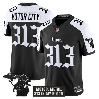 Men's Detroit Lions 'Gothic Motor Grit Edition' Vapor Limited Jersey - All Stitched