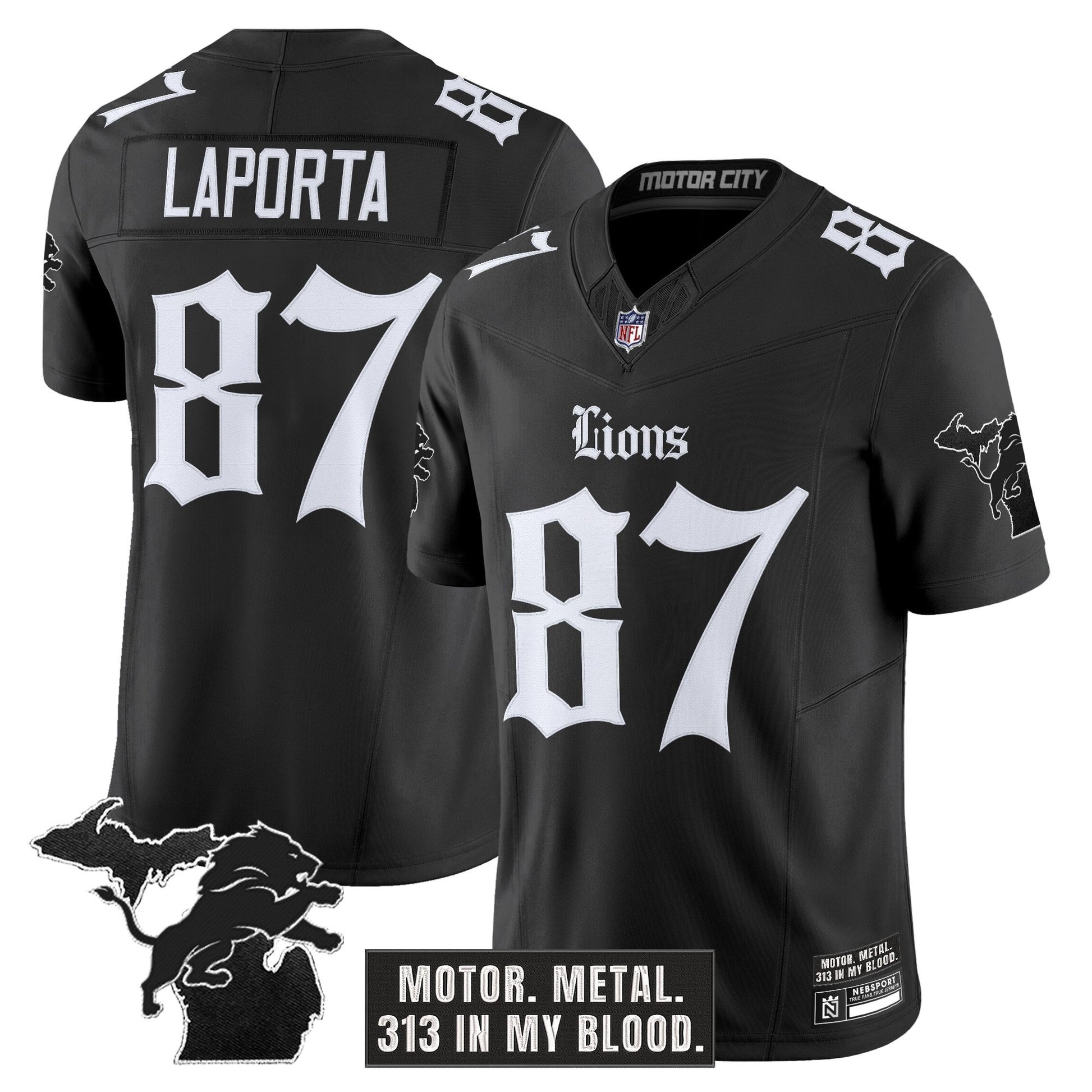 Men's Detroit Lions 'Gothic Motor Grit Edition' Vapor Limited Jersey - All Stitched