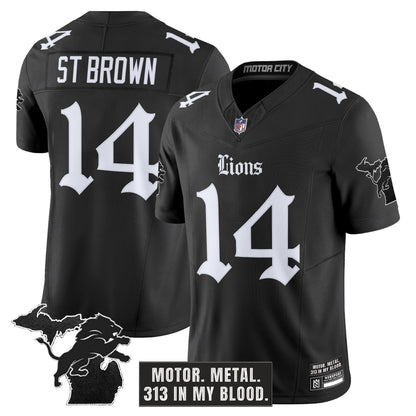 Men's Detroit Lions 'Gothic Motor Grit Edition' Vapor Limited Jersey - All Stitched
