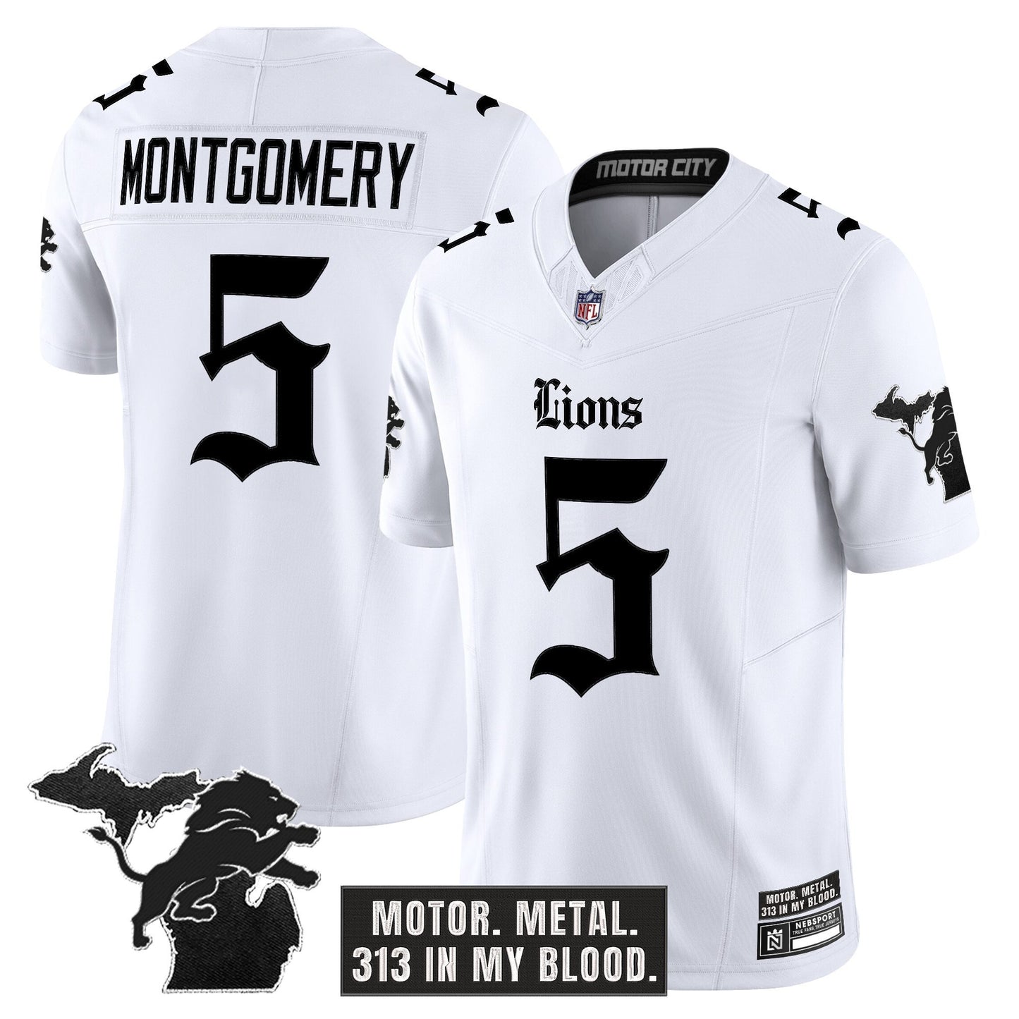 Men's Detroit Lions 'Gothic Motor Grit Edition' Vapor Limited Jersey - All Stitched