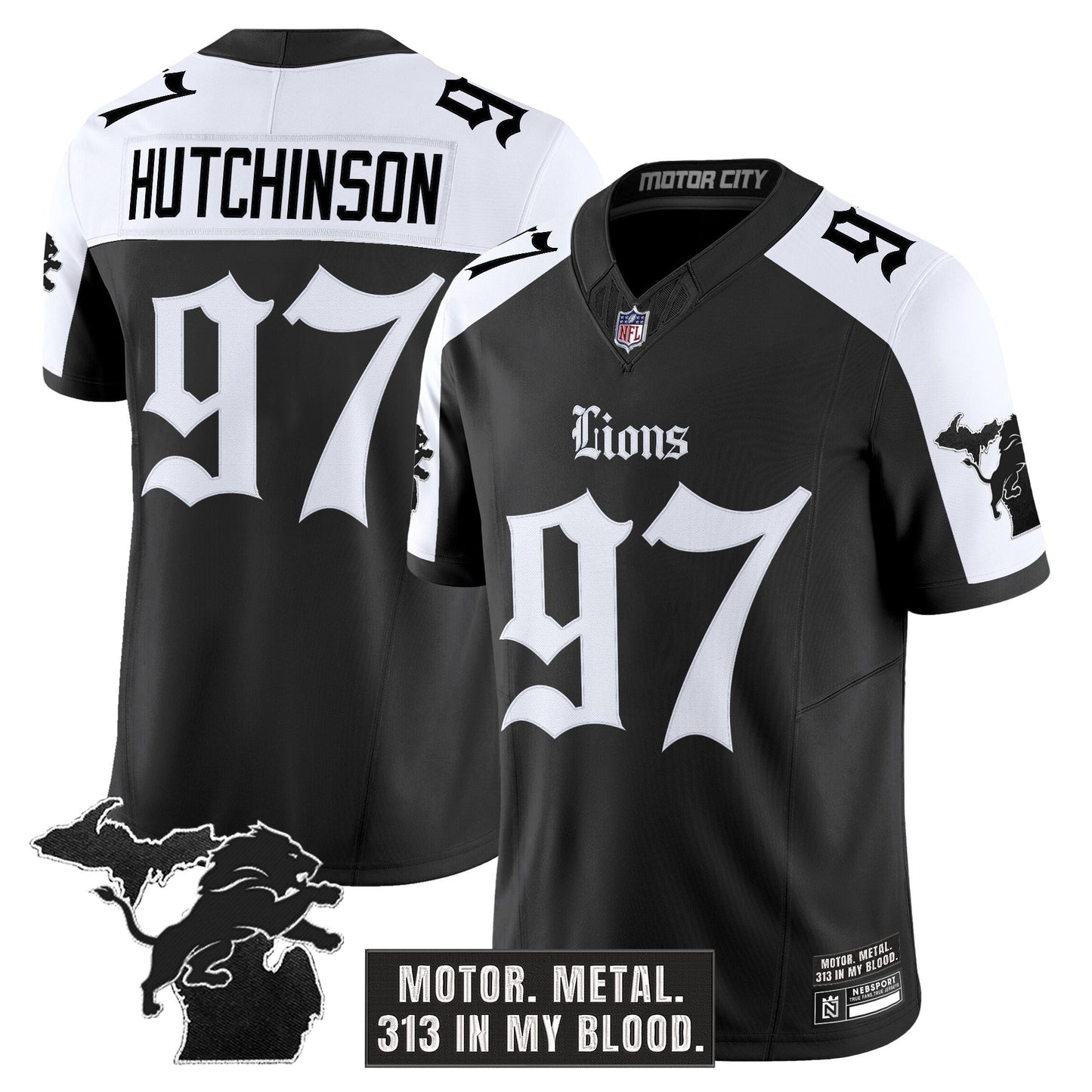 Men's Detroit Lions 'Gothic Motor Grit Edition' Vapor Limited Jersey - All Stitched