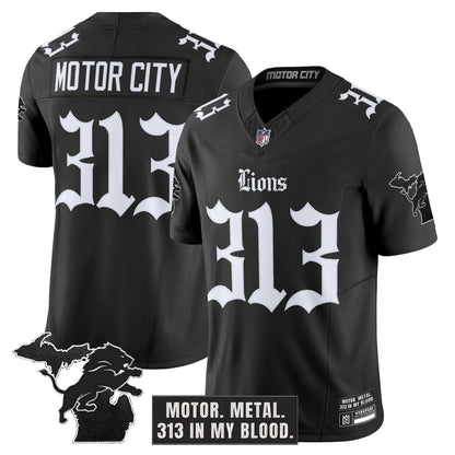 Men's Detroit Lions 'Gothic Motor Grit Edition' Vapor Limited Jersey - All Stitched