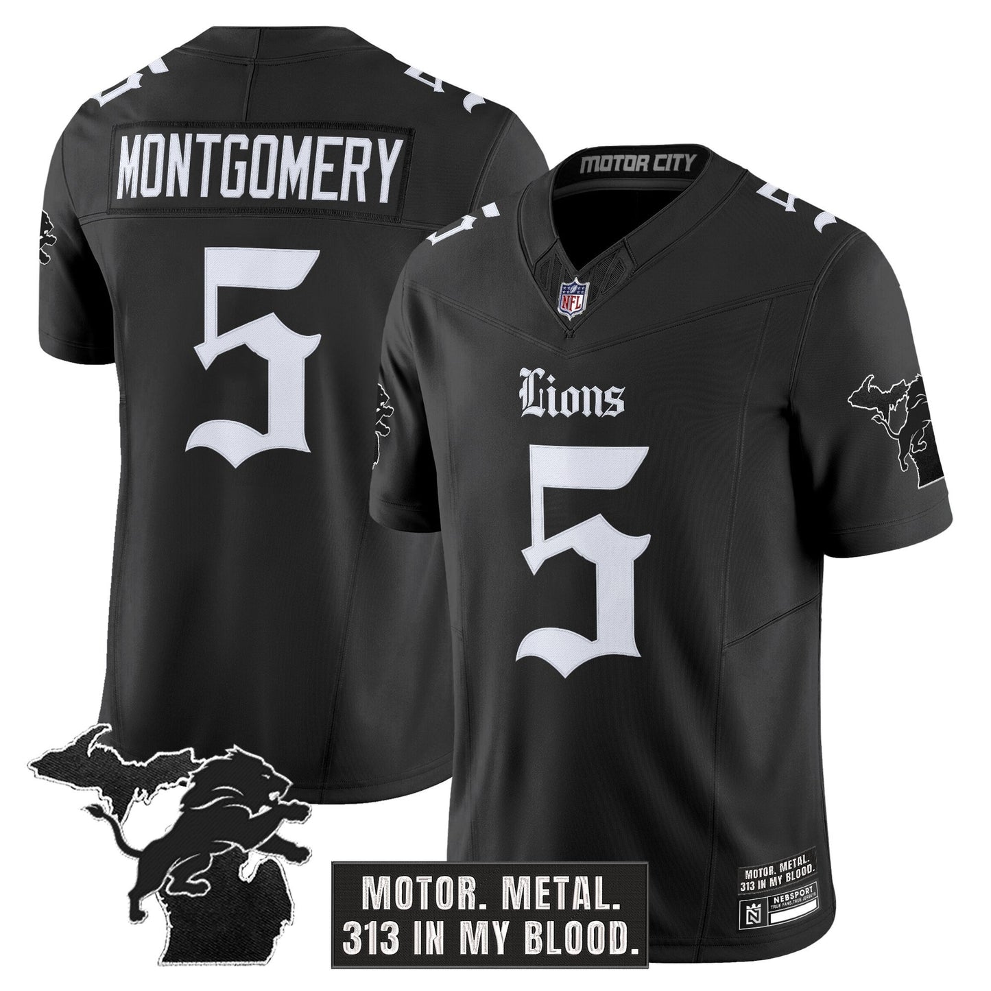 Men's Detroit Lions 'Gothic Motor Grit Edition' Vapor Limited Jersey - All Stitched