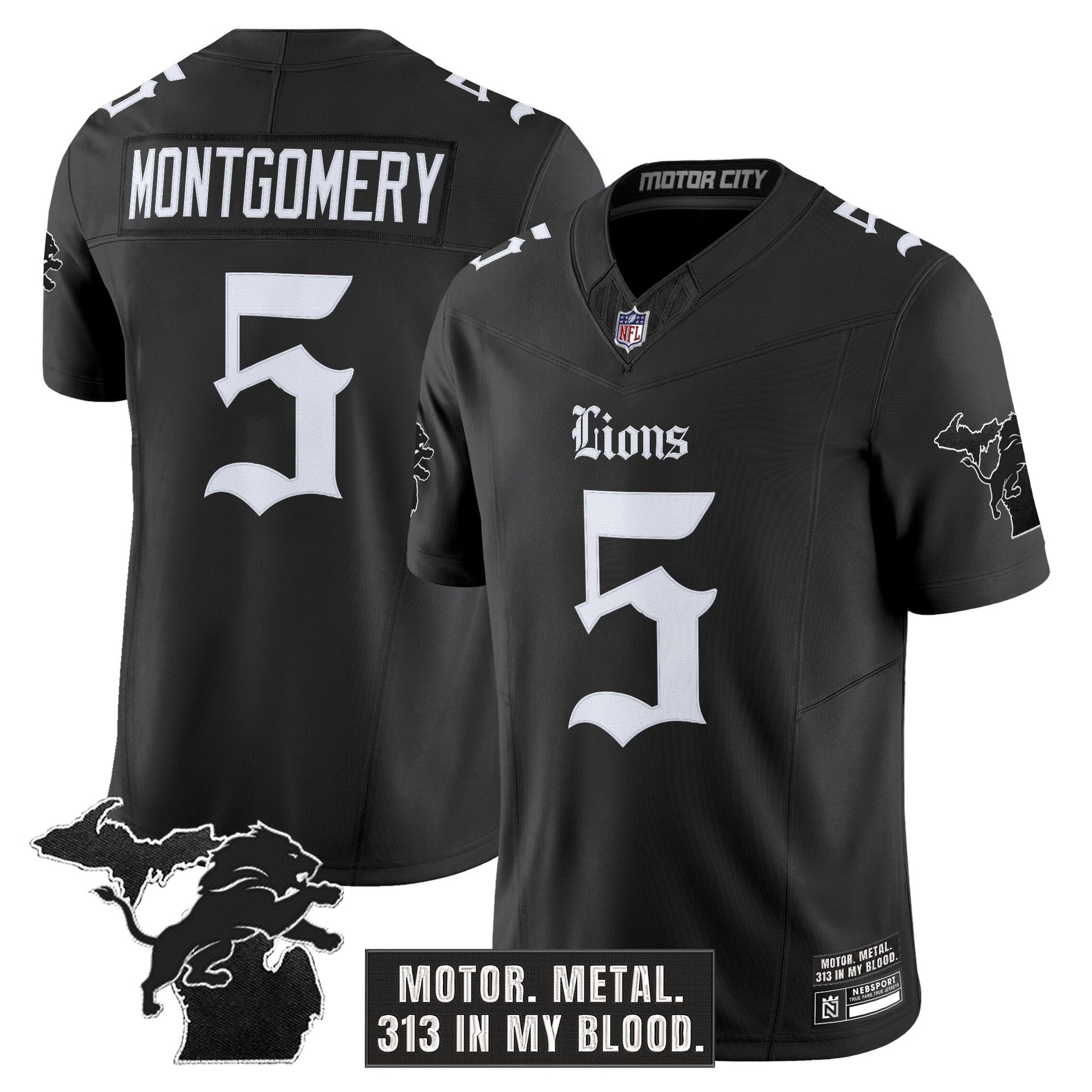 Men's Detroit Lions 'Gothic Motor Grit Edition' Vapor Limited Jersey - All Stitched