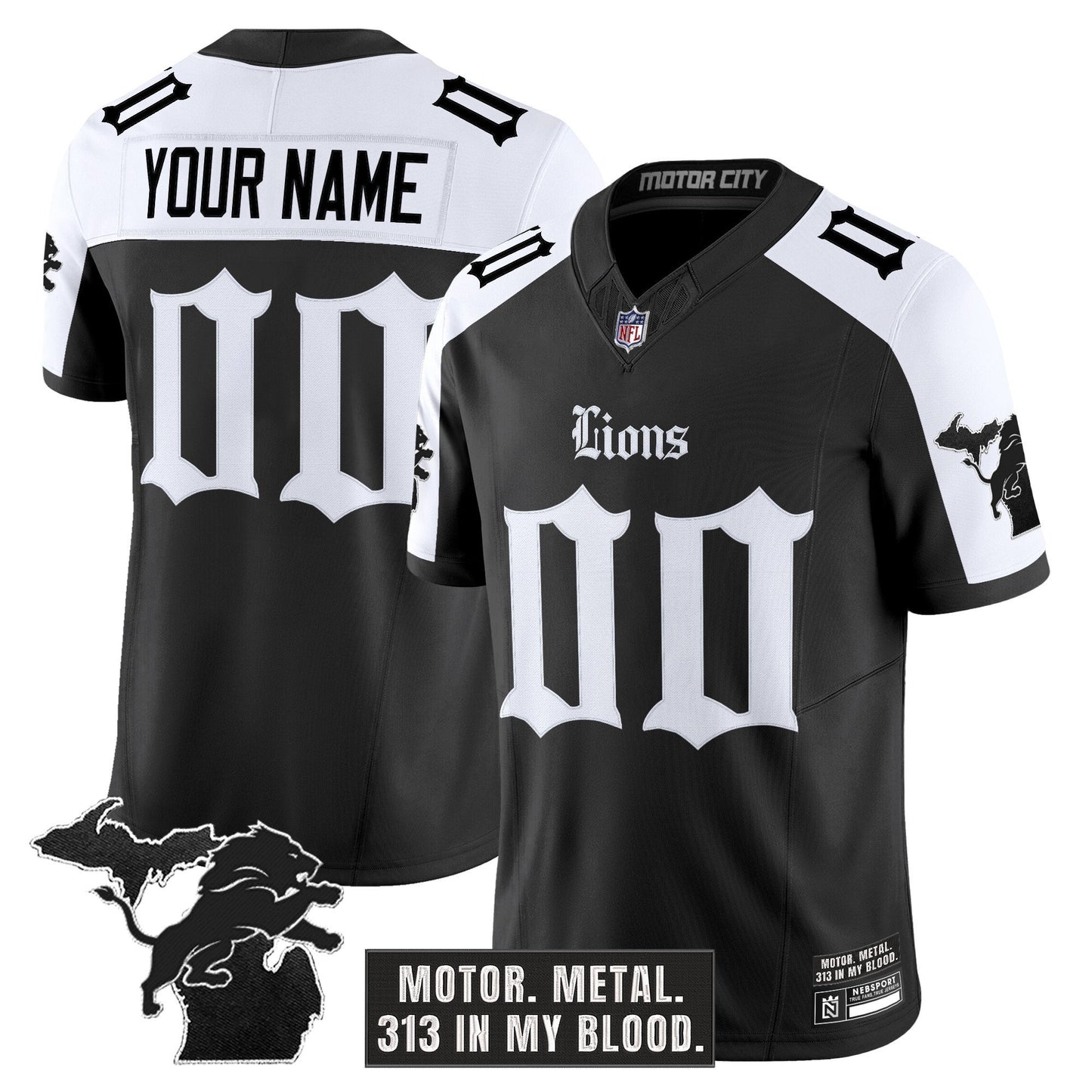 Detroit Lions 'Gothic Motor Grit Edition' Vapor Limited Custom Jersey - All Stitched