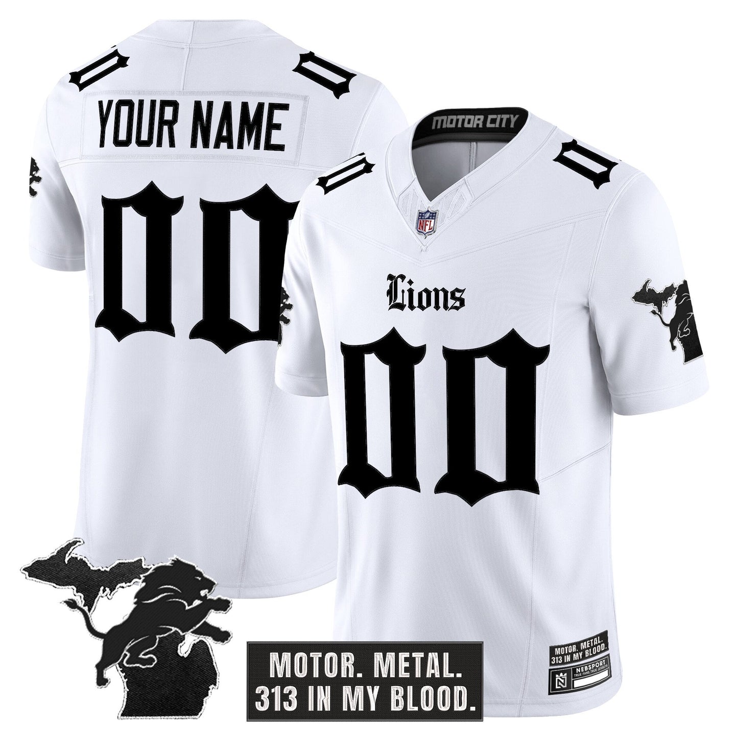 Detroit Lions 'Gothic Motor Grit Edition' Vapor Limited Custom Jersey - All Stitched