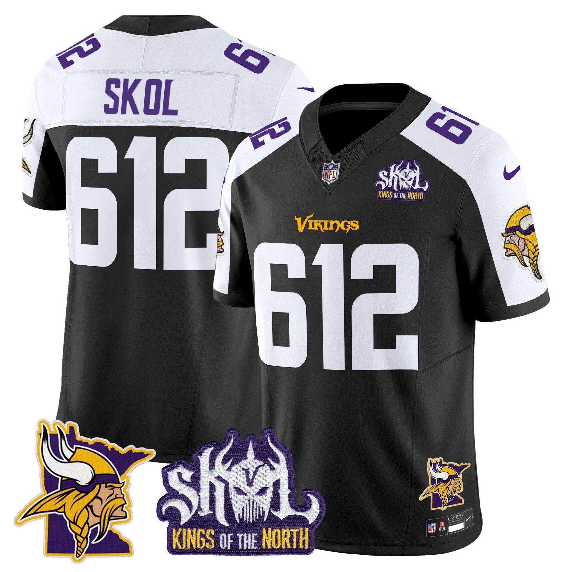 Men's Minnesota Vikings Kings Of The North Patch Vapor Limited Jersey V3 - All Stitched