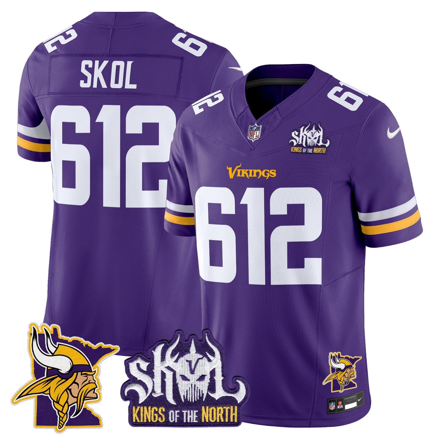 Men's Minnesota Vikings Kings Of The North Patch Vapor Limited Jersey V3 - All Stitched