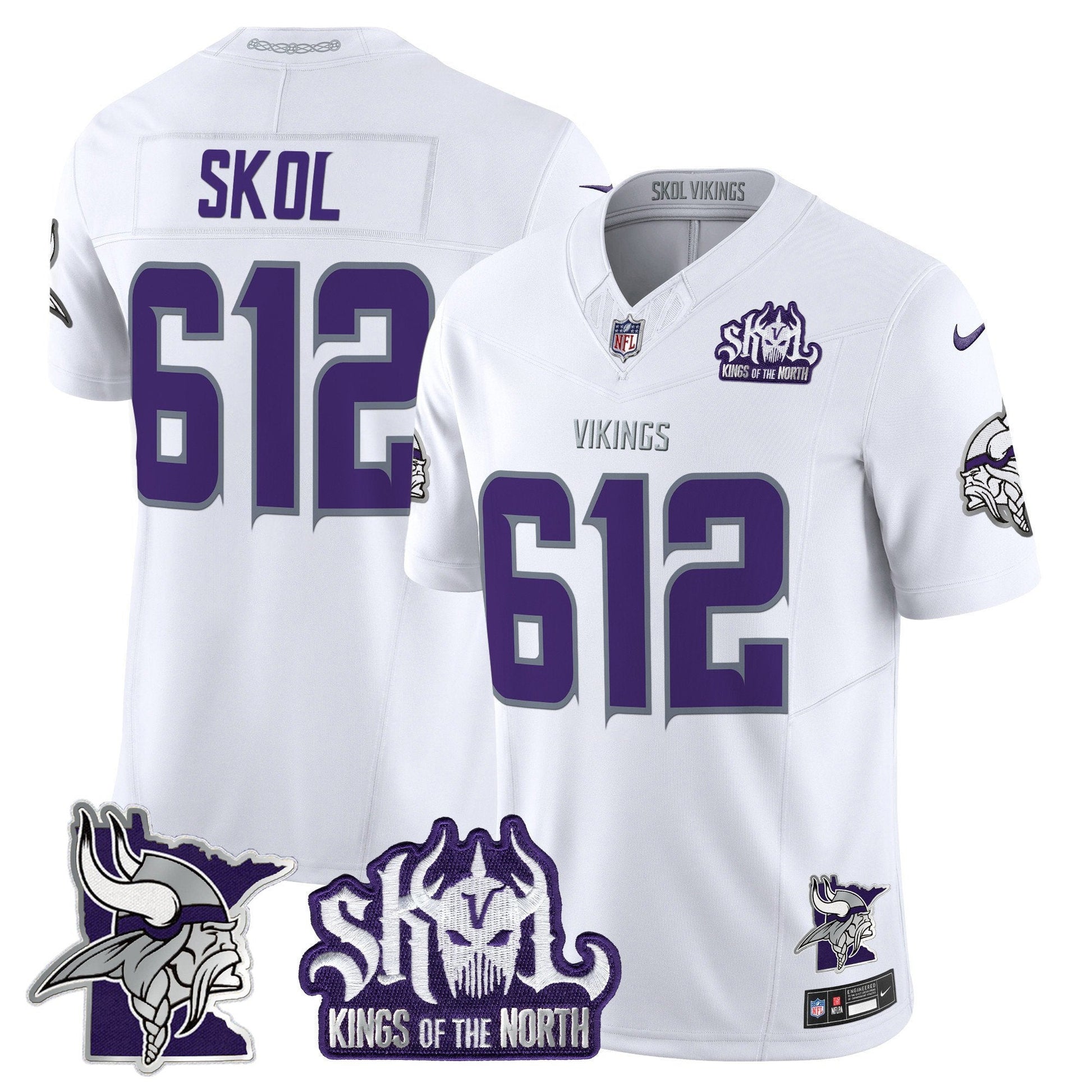Men's Minnesota Vikings Kings Of The North Patch Vapor Limited Jersey V3 - All Stitched