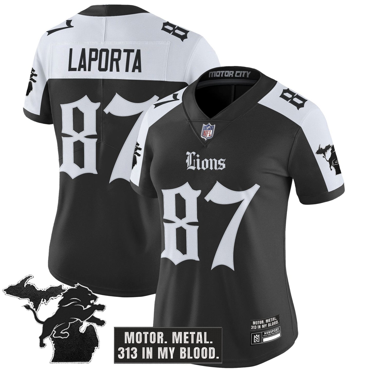 Women's Detroit Lions 'Gothic Motor Grit Edition' Vapor Limited Jersey - All Stitched