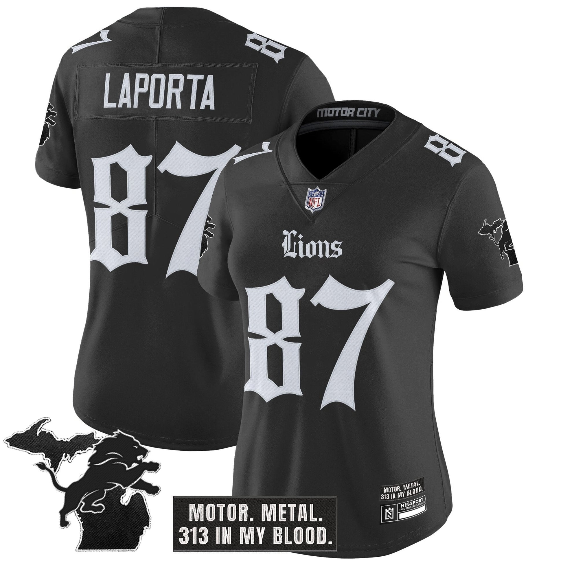 Women's Detroit Lions 'Gothic Motor Grit Edition' Vapor Limited Jersey - All Stitched