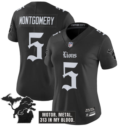 Women's Detroit Lions 'Gothic Motor Grit Edition' Vapor Limited Jersey - All Stitched