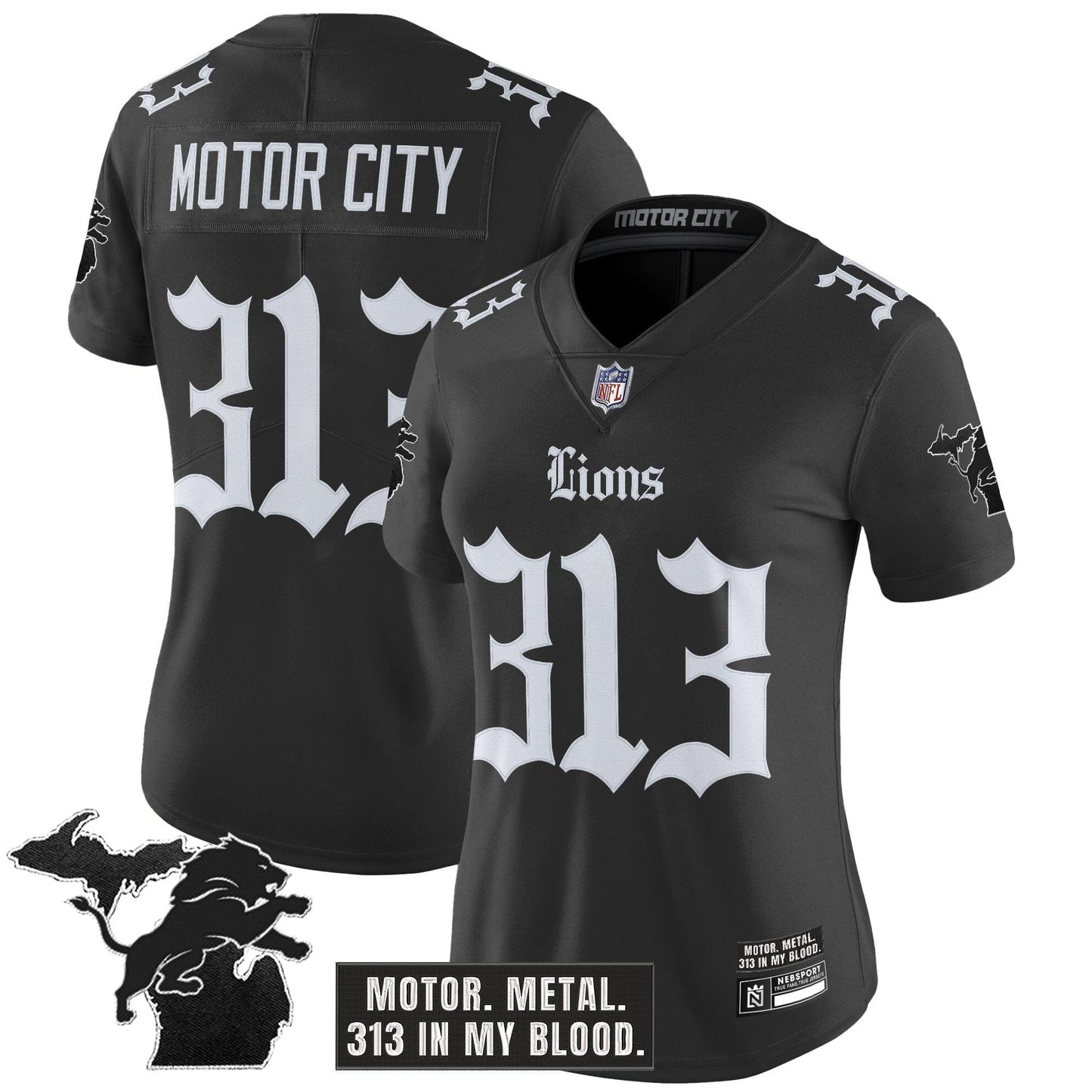 Women's Detroit Lions 'Gothic Motor Grit Edition' Vapor Limited Jersey - All Stitched