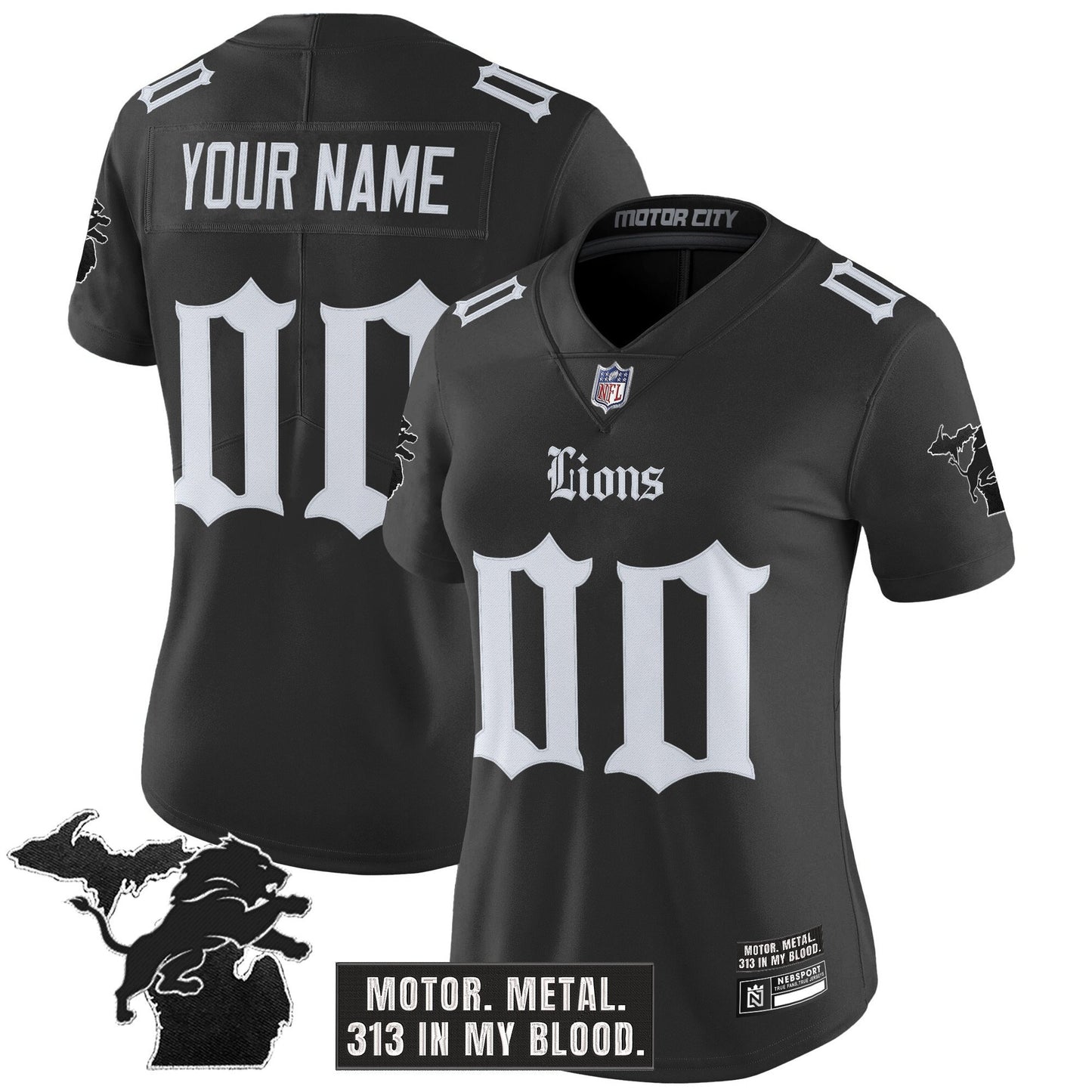 Detroit Lions 'Gothic Motor Grit Edition' Vapor Limited Custom Jersey - All Stitched