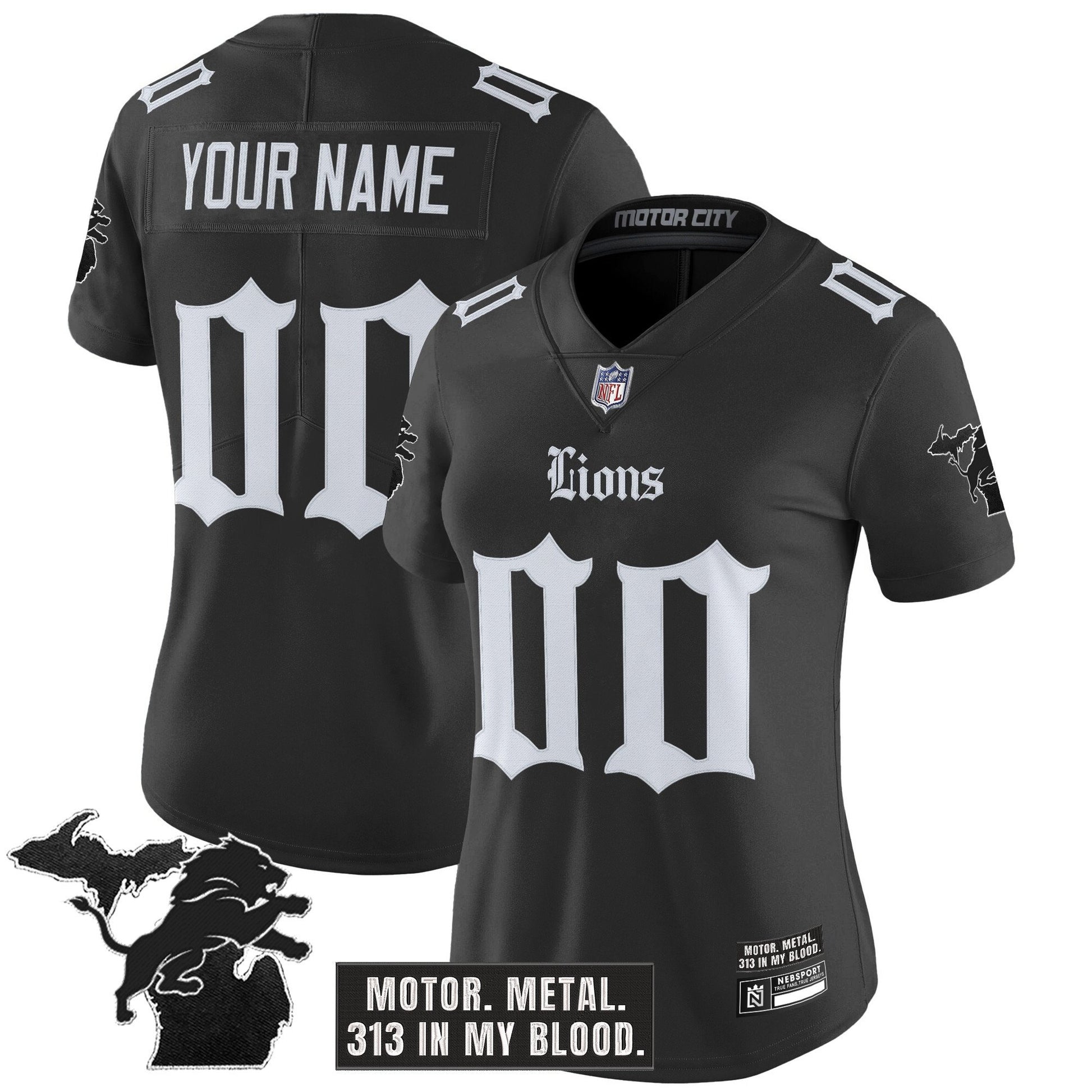 Detroit Lions 'Gothic Motor Grit Edition' Vapor Limited Custom Jersey - All Stitched
