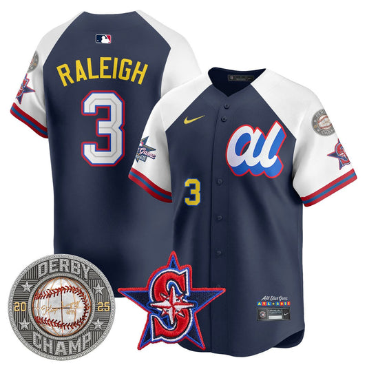 Men's Cal Raleigh HRDERBY Champion AL 2025 MLB All-Star Jersey V1 - All Stitched