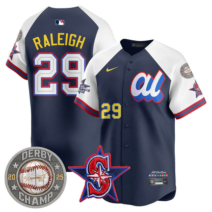 Men's Cal Raleigh HRDERBY Champion AL 2025 MLB All-Star Jersey V1 - All Stitched