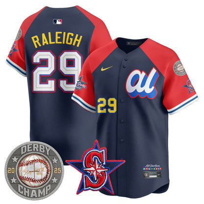 Men's Cal Raleigh HRDERBY Champion AL 2025 MLB All-Star Jersey V1 - All Stitched