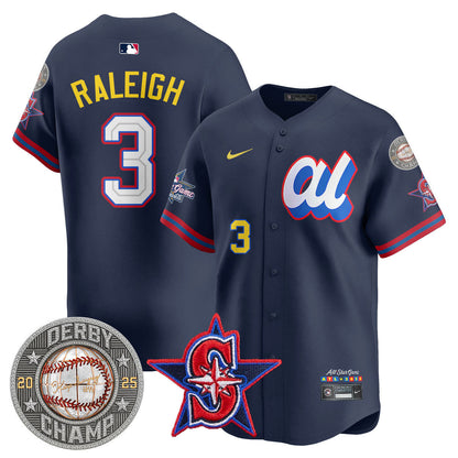 Men's Cal Raleigh HRDERBY Champion AL 2025 MLB All-Star Jersey V1 - All Stitched