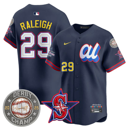 Men's Cal Raleigh HRDERBY Champion AL 2025 MLB All-Star Jersey V1 - All Stitched