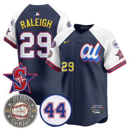 Men's Cal Raleigh HRDERBY Champion AL 2025 MLB All-Star Jersey V2 - All Stitched