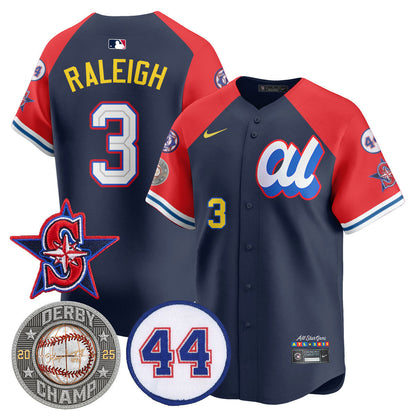 Men's Cal Raleigh HRDERBY Champion AL 2025 MLB All-Star Jersey V2 - All Stitched