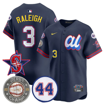 Men's Cal Raleigh HRDERBY Champion AL 2025 MLB All-Star Jersey V2 - All Stitched