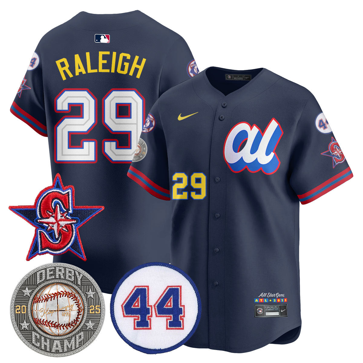 Men's Cal Raleigh HRDERBY Champion AL 2025 MLB All-Star Jersey V2 - All Stitched