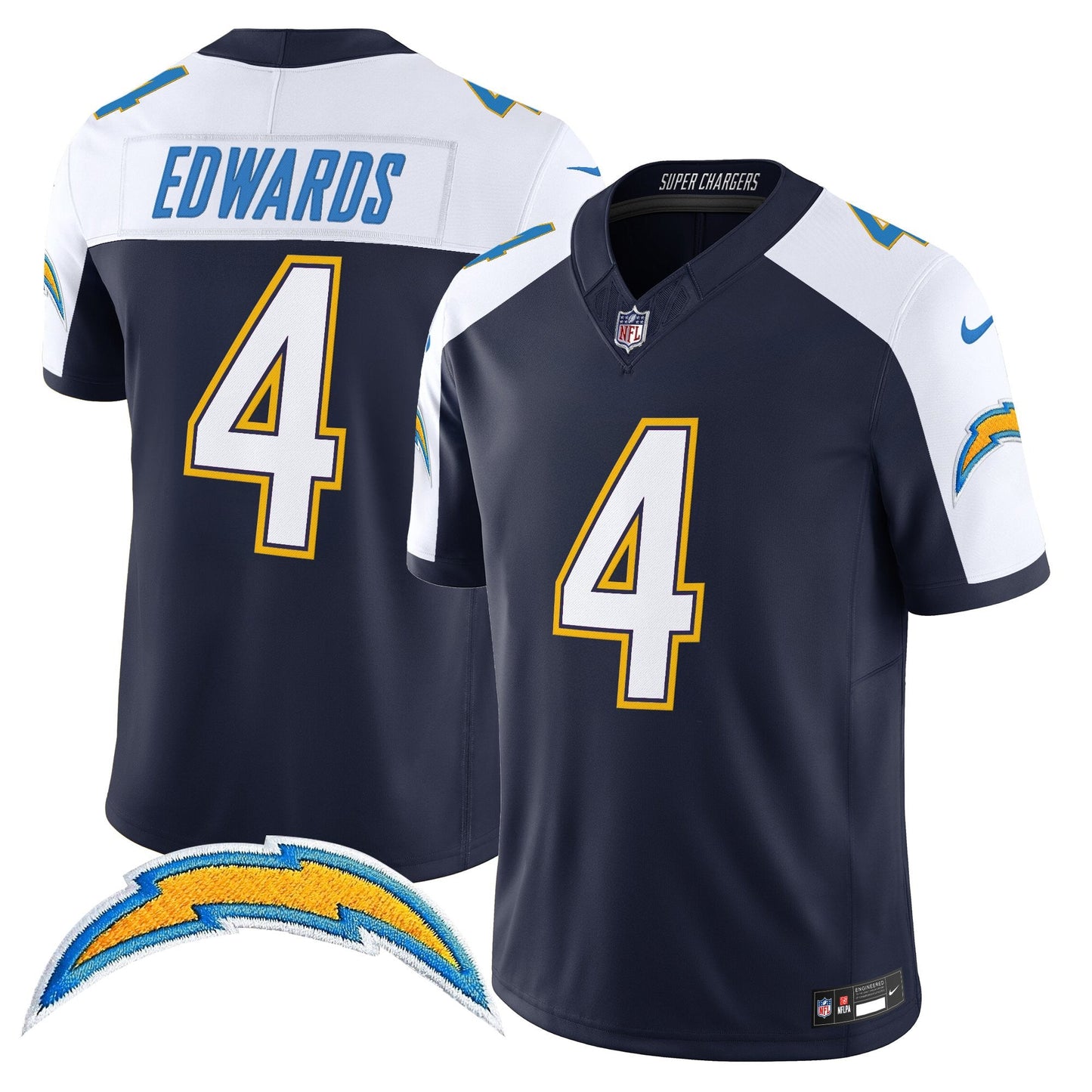 Men's Los Angeles Chargers 2025 Alternate Charger Power Vapor Limited Jersey - All Stitched