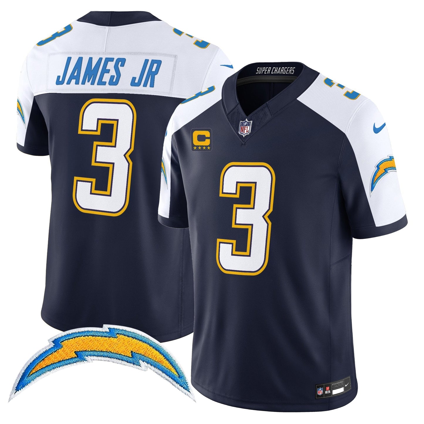 Men's Los Angeles Chargers 2025 Alternate Charger Power Vapor Limited Jersey - All Stitched
