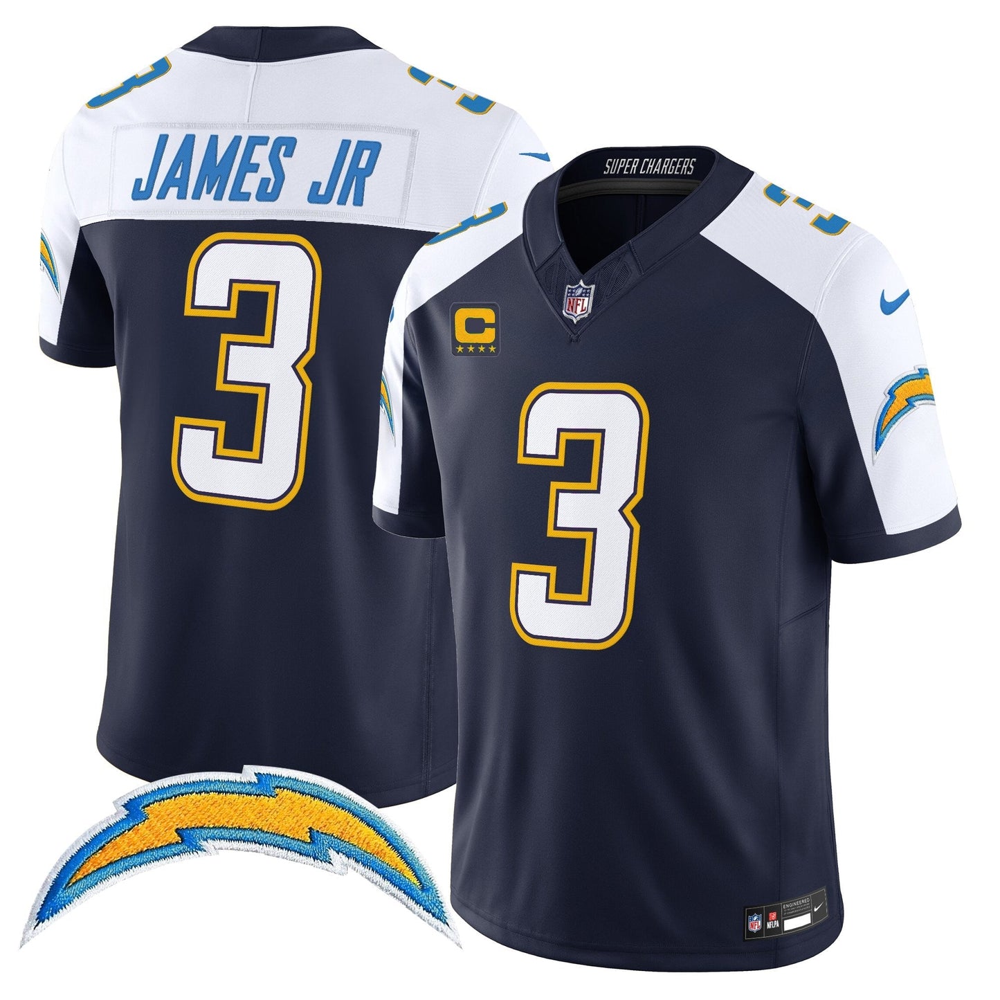 Men's Los Angeles Chargers 2025 Alternate Charger Power Vapor Limited Jersey - All Stitched