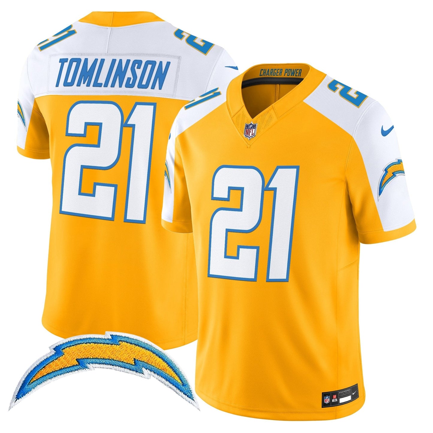 Men's Los Angeles Chargers 2025 Alternate Charger Power Vapor Limited Jersey - All Stitched