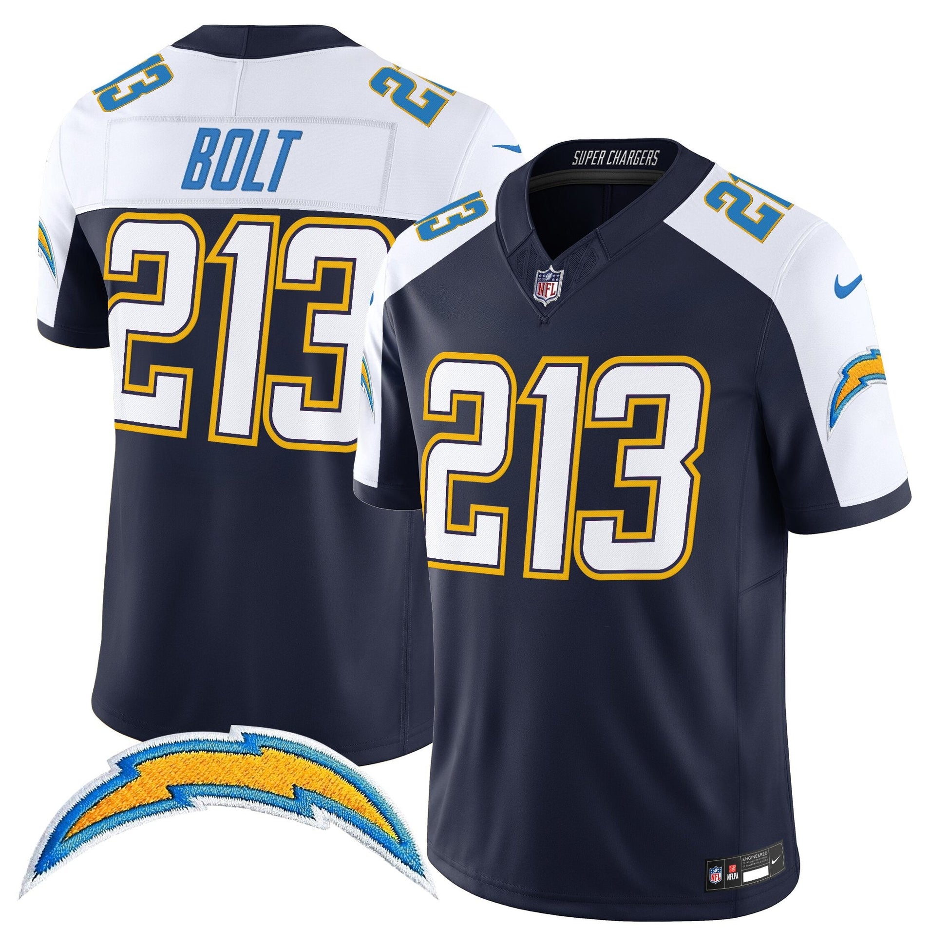 Men's Los Angeles Chargers 2025 Alternate Charger Power Vapor Limited Jersey - All Stitched
