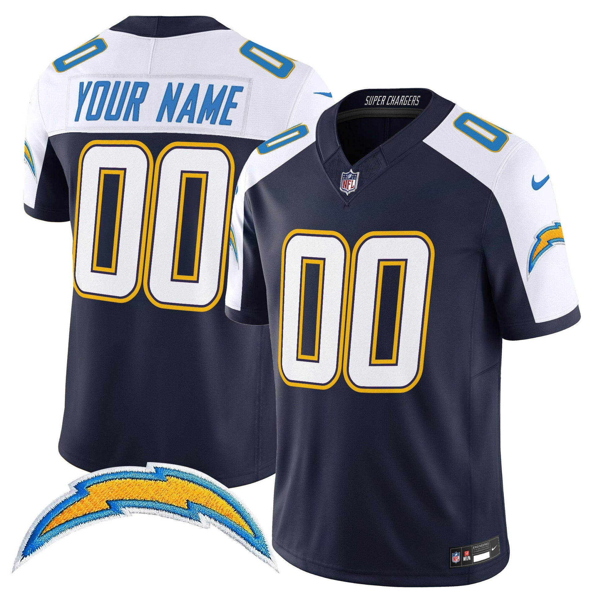 Los Angeles Chargers 2025 Alternate Charger Power Vapor Limited Custom Jersey - All Stitched