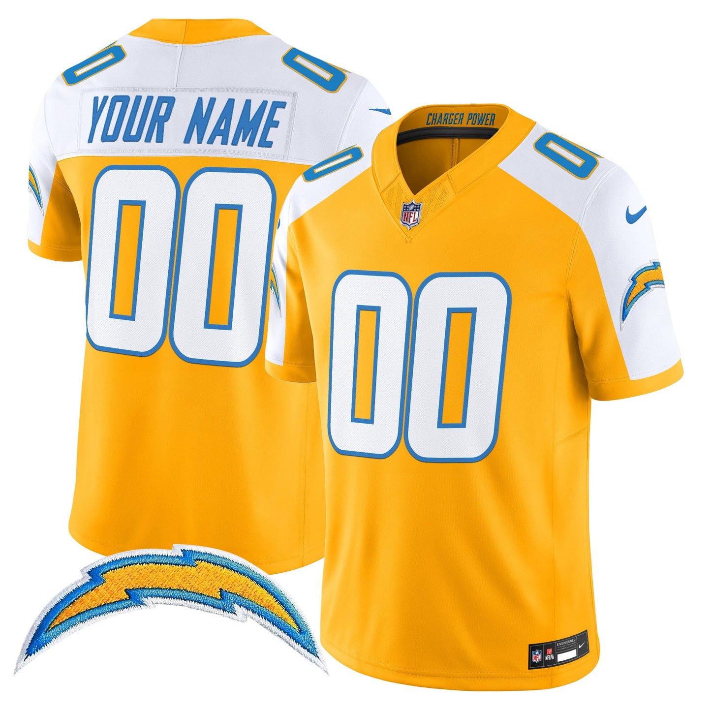 Los Angeles Chargers 2025 Alternate Charger Power Vapor Limited Custom Jersey - All Stitched
